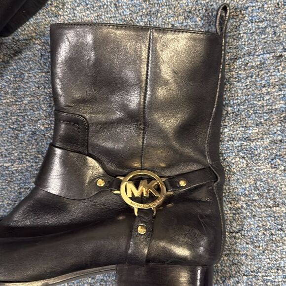 Michael Kors Fulton Harness Boot Ankle Boots Black Leather Equestrian Inspired - Picture 4 of 8